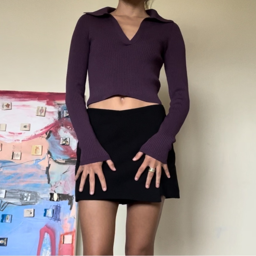 Aritzia Purple Collard Top